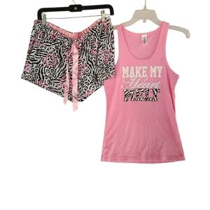SLEEP & CO Pink Graphic Tank and Animal Print Shorts Pajama Set 3x